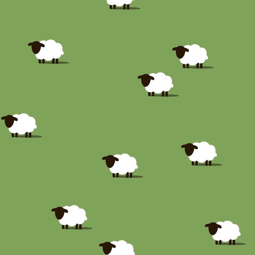 Cute simple naive rustic sheep, minimalistic seamless pattern, background. vector