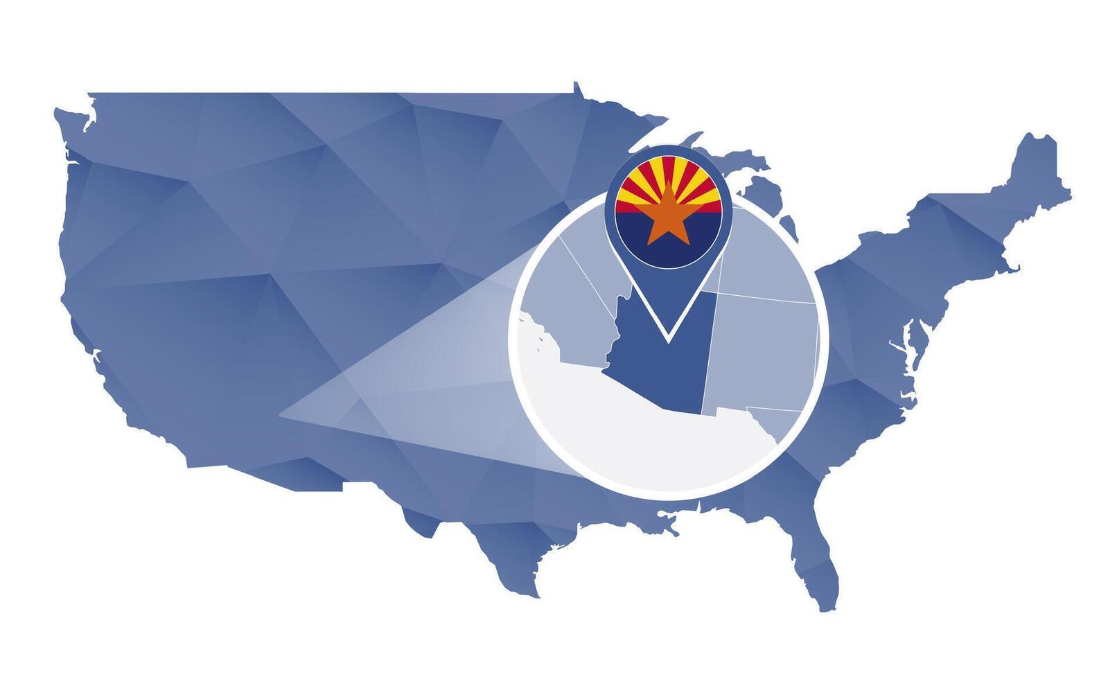 Arizona State magnified on United States map. vector
