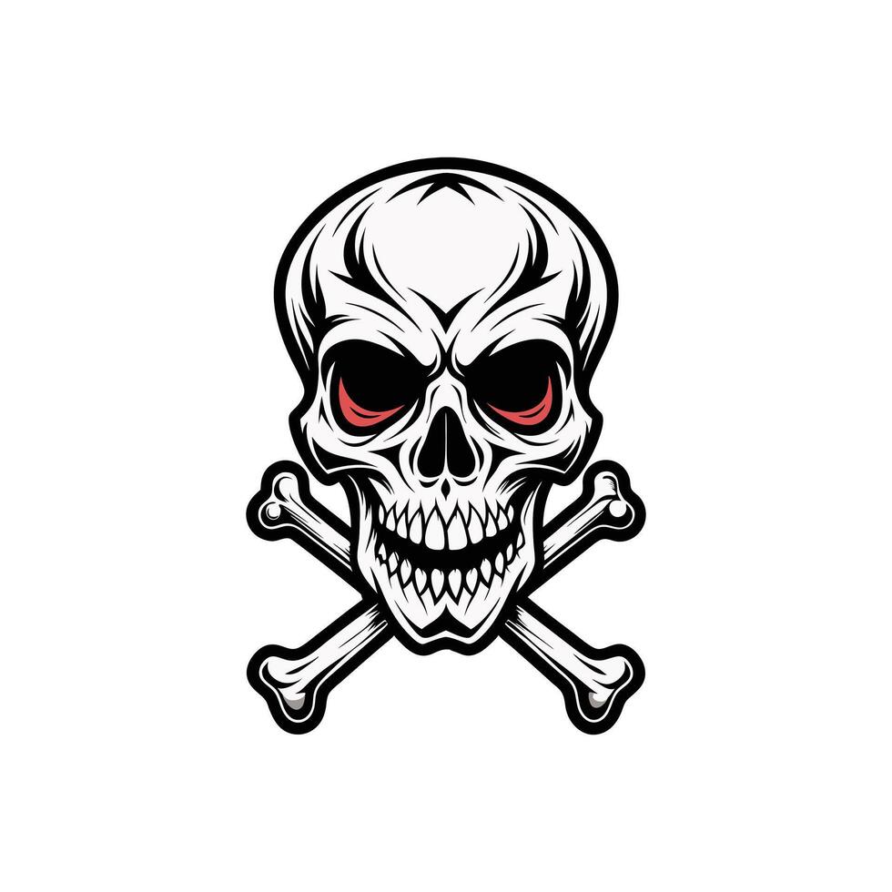Dark and Gothic Skull Illustration Design on White Background vector