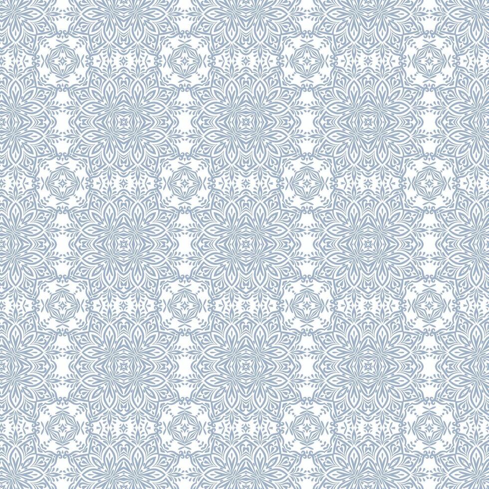 seamless pattern with delicate floral-like motifs. Endless background with intricate elements in soft, light blue hue on white background. Elegant lace-like backdrop for textile, wallpaper, wrapping vector