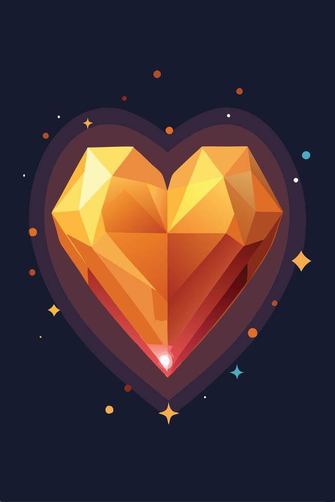 Geometric Golden Heart, Low Poly, Love, Abstract, Design, Art, Sparkle, Shiny, Jewel, Gem vector