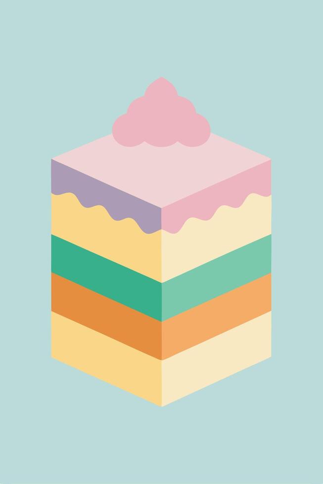 Layered Pastel Cake Delicious Sweet Treat, Festive Dessert vector