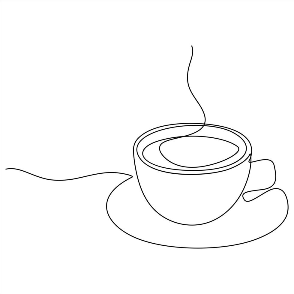 One Line Coffee Cup one line art drawing outline design illustration vector