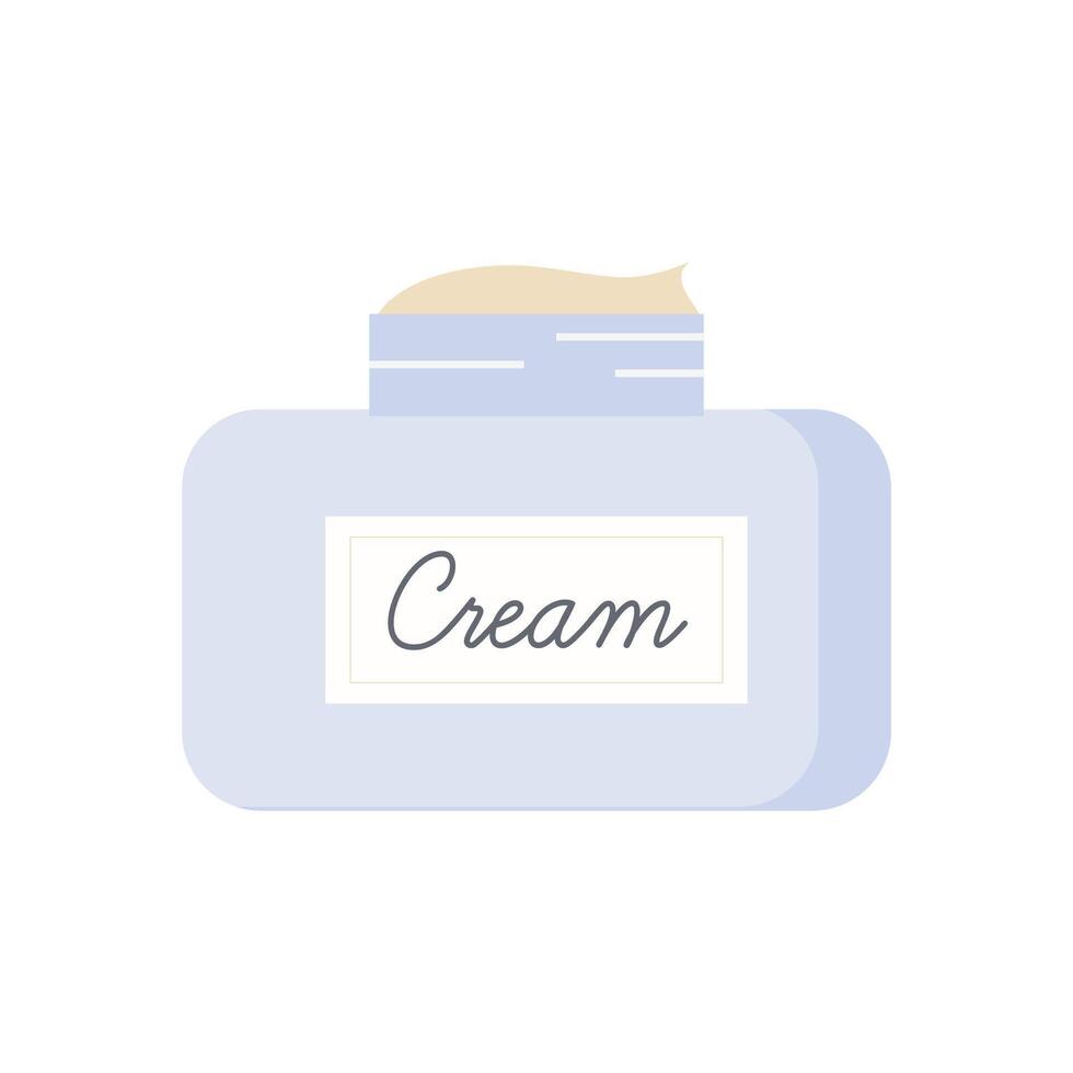 Cream in a jar blue open jar with the inscription vector