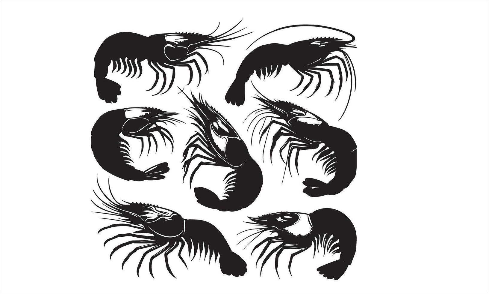Shrimp Silhouette Images vector