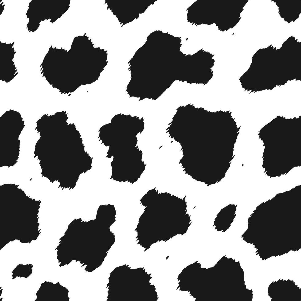 Seamless Black and White Cowhide Texture - Classic Monochrome Animal Print Design vector