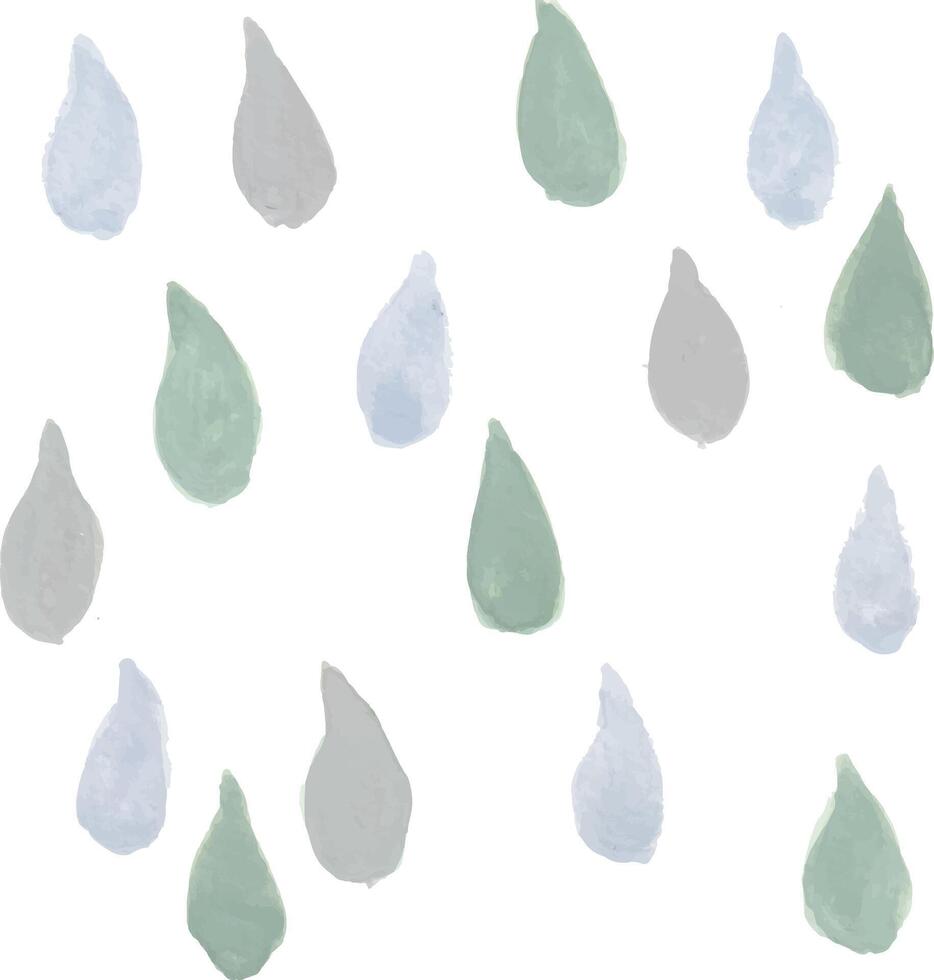 a pattern of blue and green watercolor raindrops vector