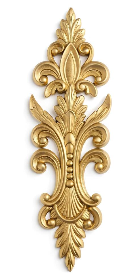 golden baroque real ornament on white background photo