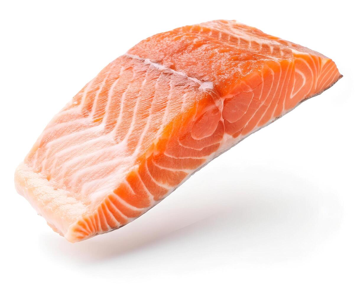 fresh salmon fillet isolated on white background photo