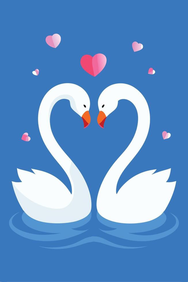 Romantic Swans Forming Heart, Love, Valentines Day, Couple vector