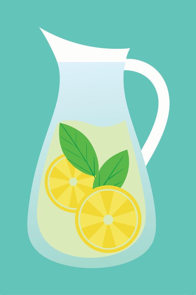 Refreshing Homemade Lemonade Pitcher Summer Citrus Drink Recipe vector