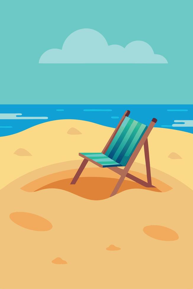 Beach Chair Sandy Shore Summer Vacation Ocean Relaxation Solitude vector