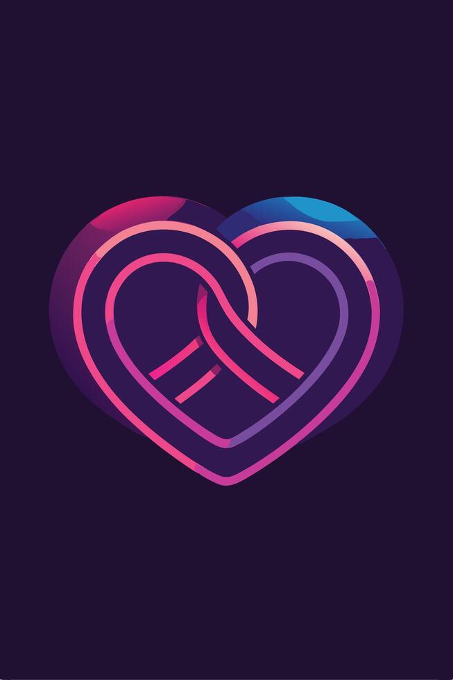 Abstract Heart Shape Pretzel Knot Design, Gradient Colors vector