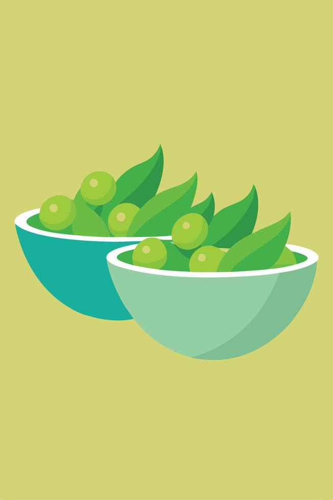 Fresh Green Peas in Bowls Healthy, Nutritious, and Delicious vector