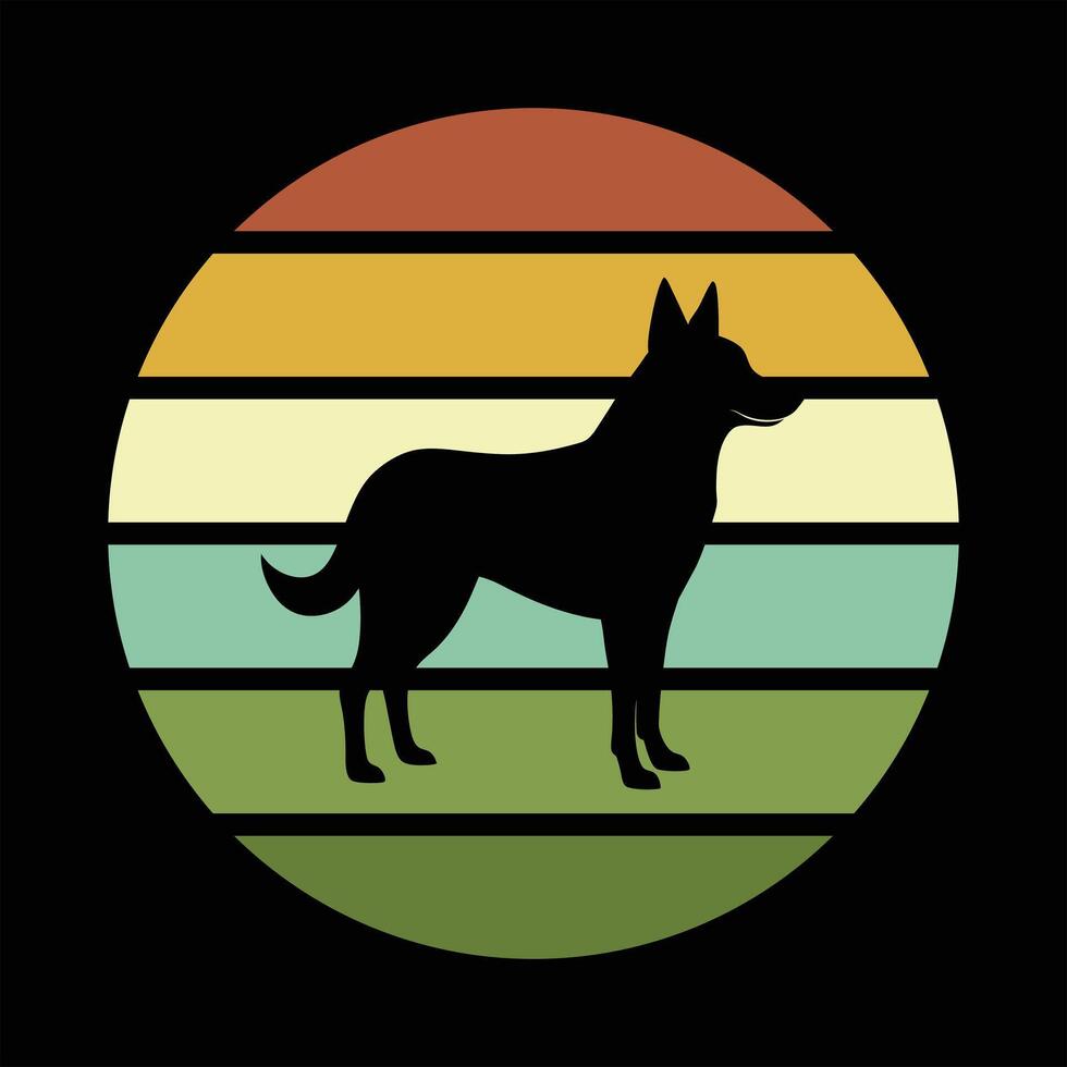 Sunset Silhouette Art of an Australian Cattle Dog vector