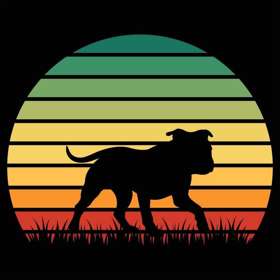 Staffordshire Bull Terrier Silhouette in Sunset Glow vector
