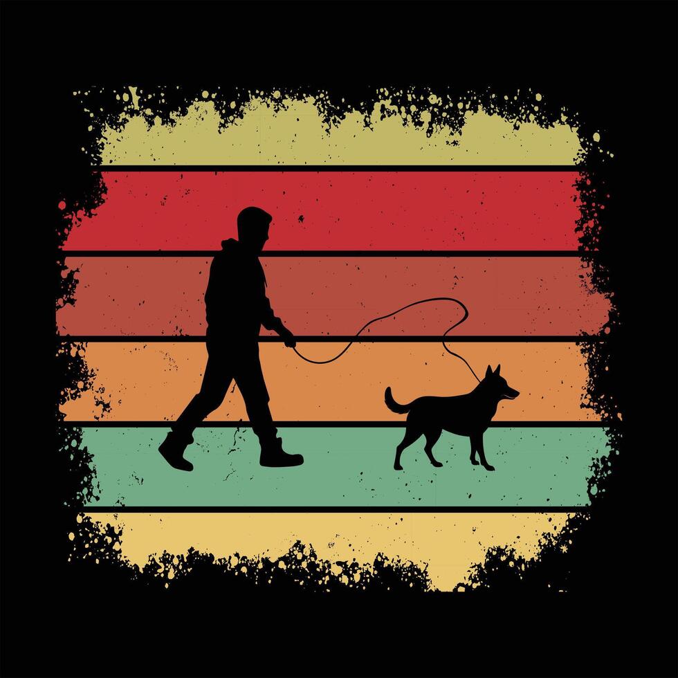 Retro Australian Cattle Dog with Sunset Glow vector