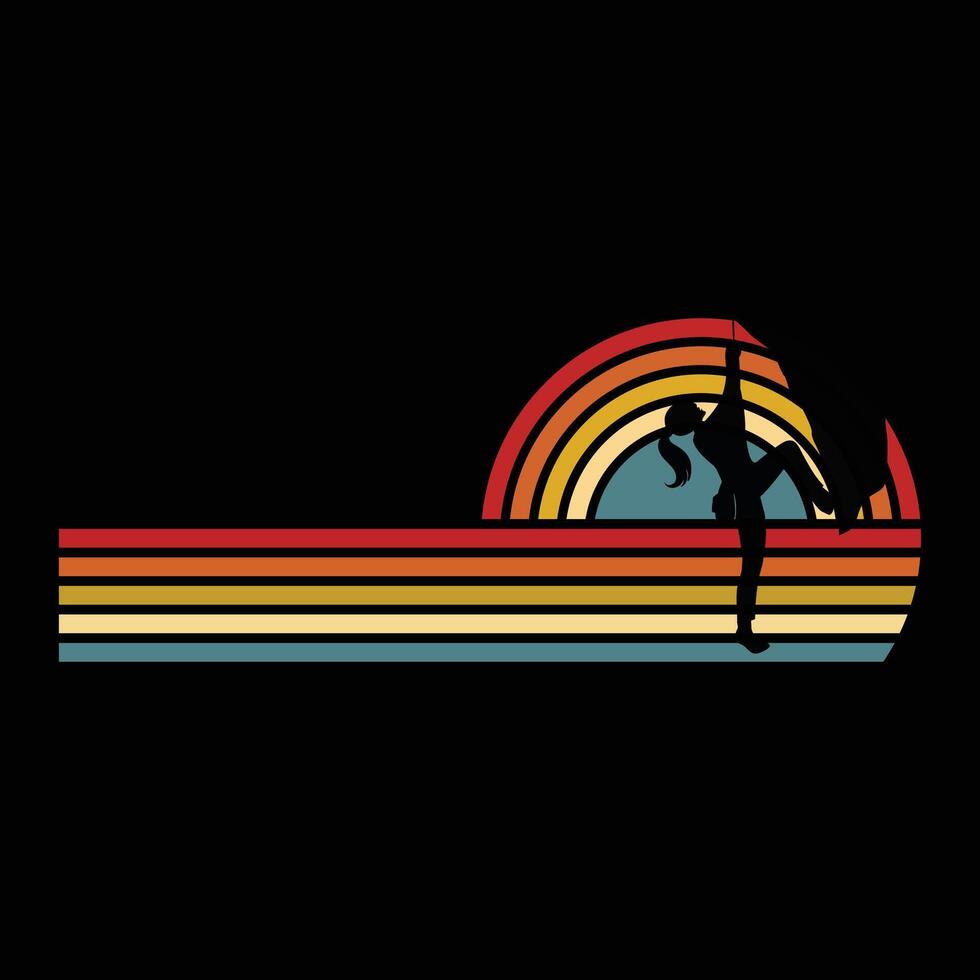 Sunset Rock Climber Retro Artwork vector