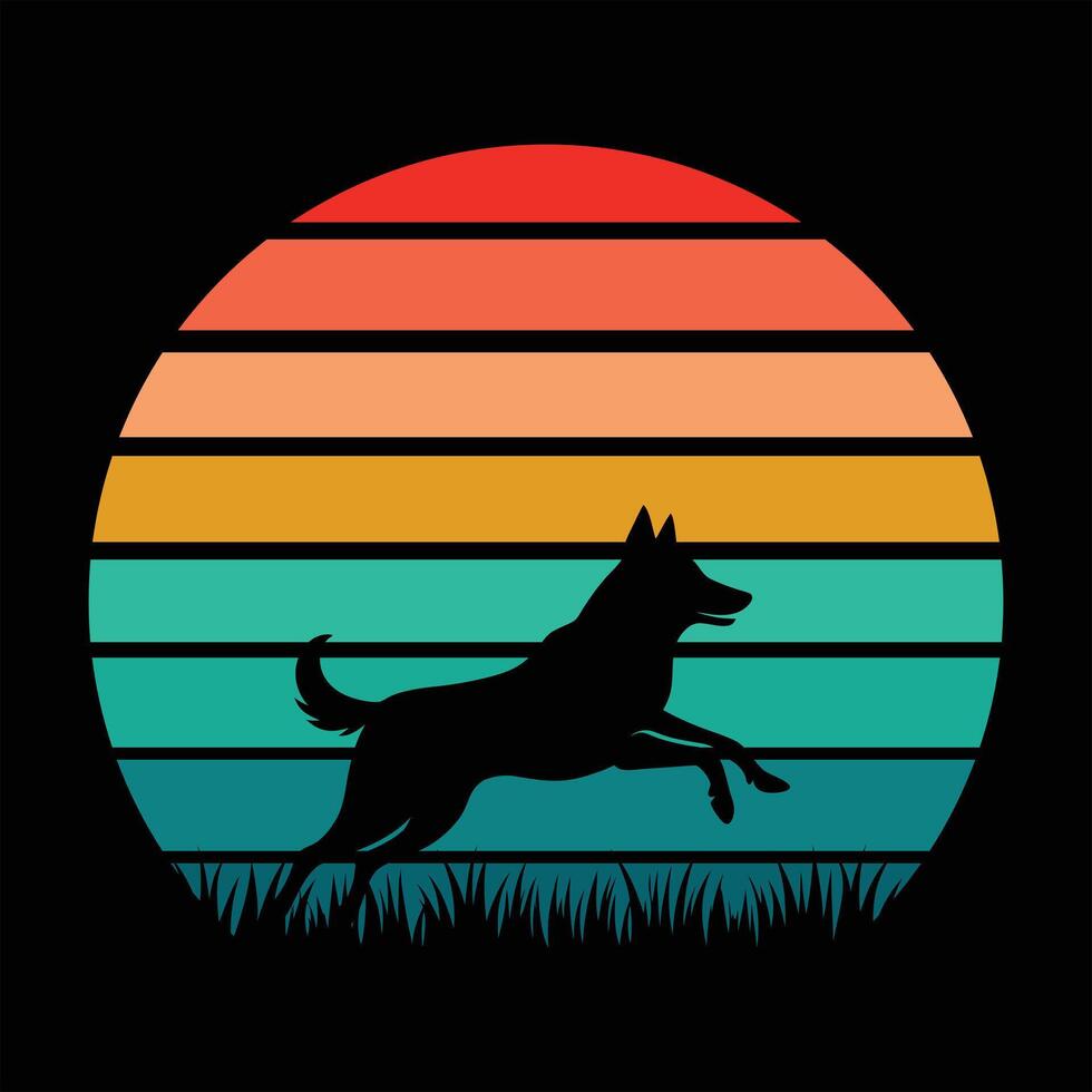 Retro Australian Cattle Dog at Sunset vector