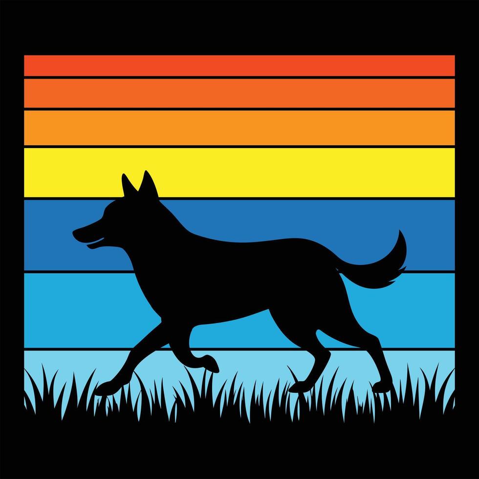 Australian Cattle Dog in Retro Sunset Glow vector