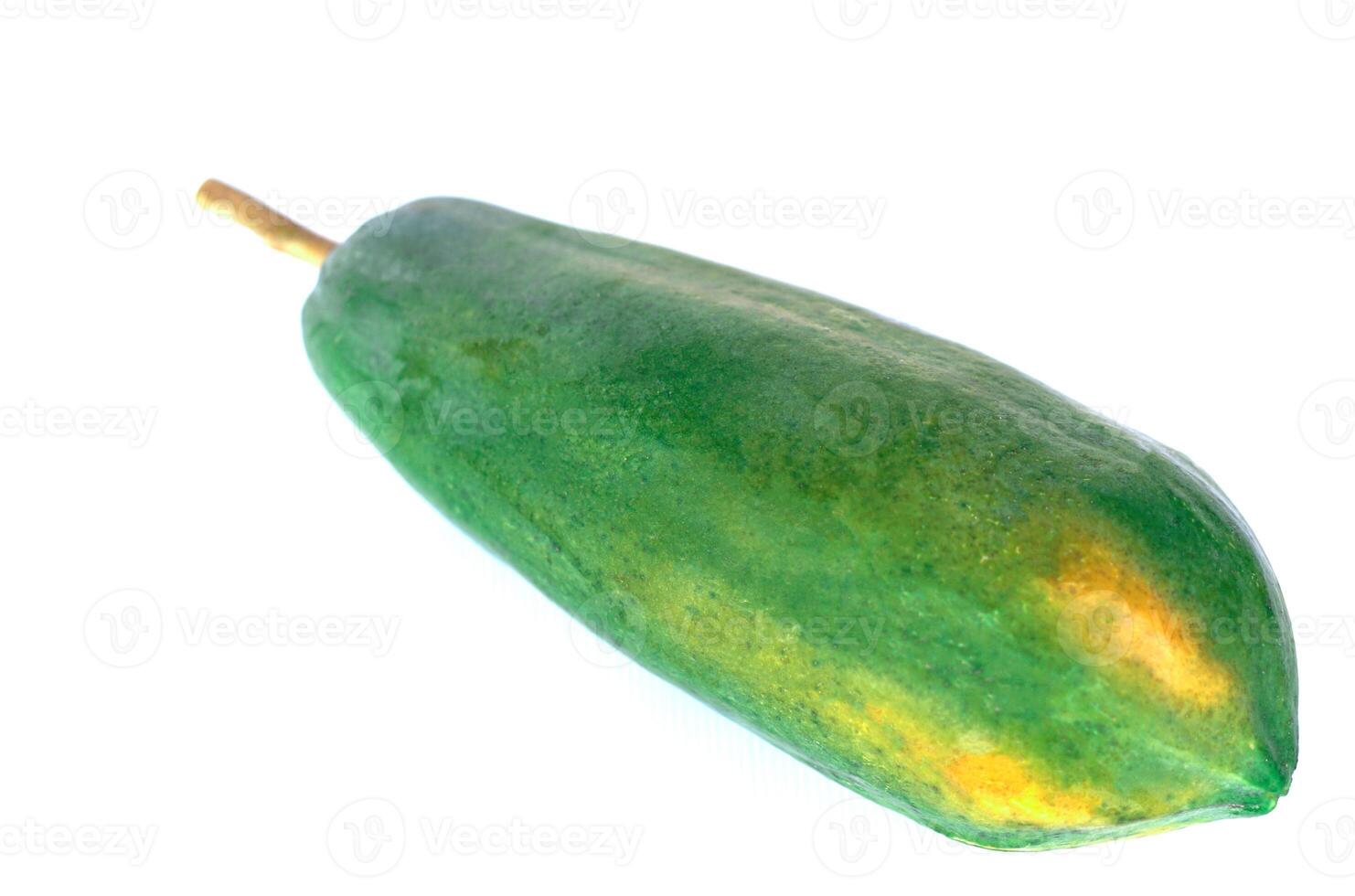 Papaya isolated on white background. Concept, healthy tropical fruit that can eat as ripe or raw for cook as Papaya salad menu. Delicious fruit with medicinal qualification. Good for health photo