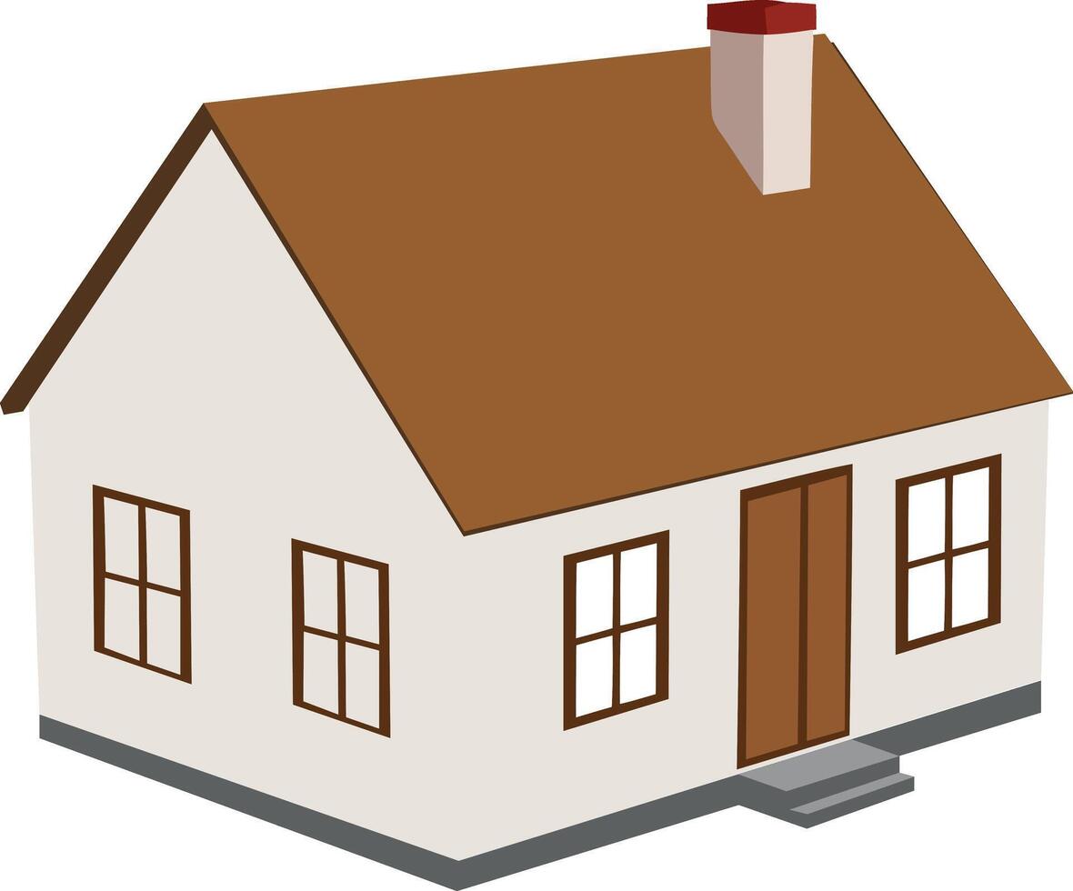 A house with a brown roof and a chimney vector