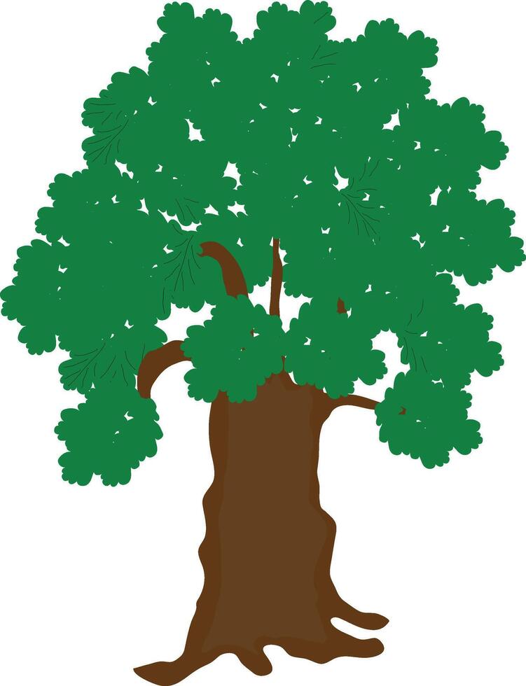 An oak tree with green leaves and green leaves vector