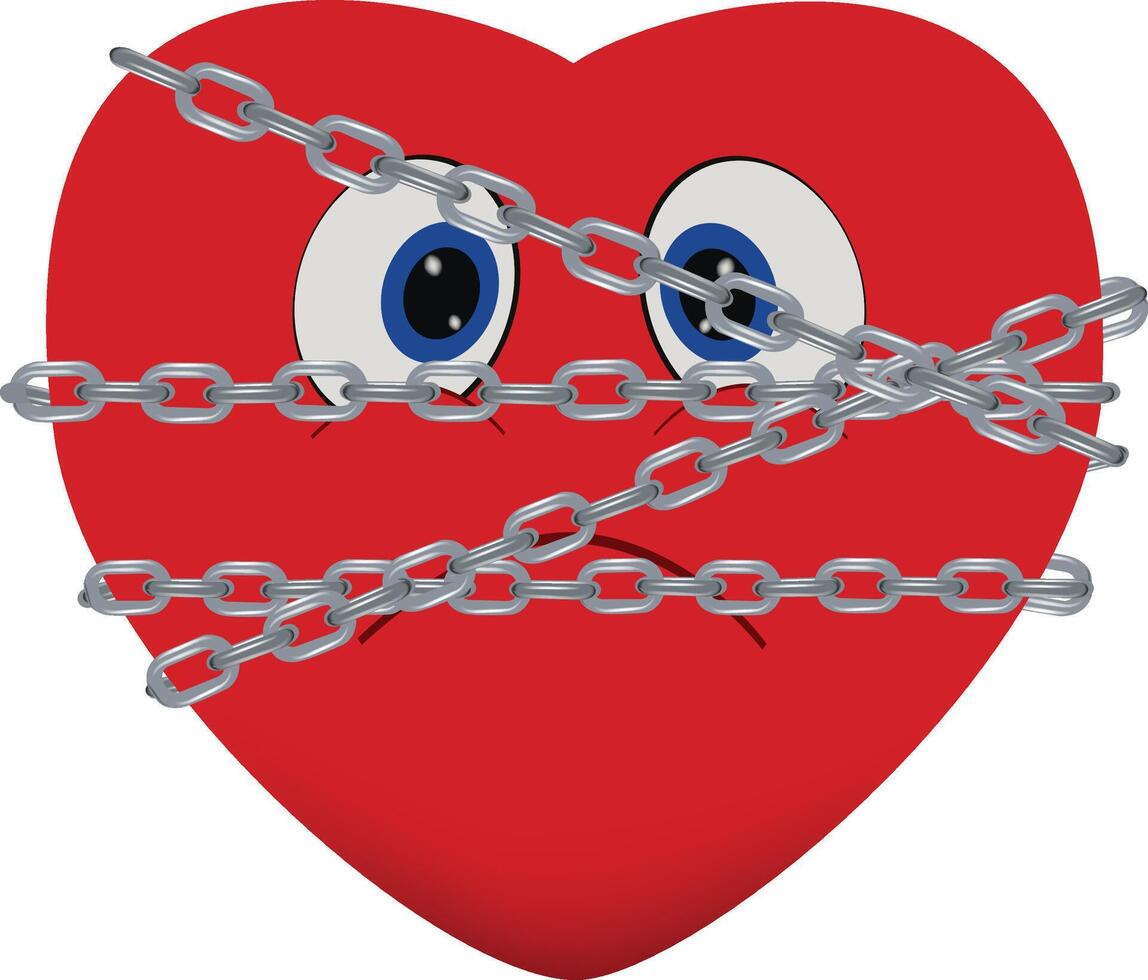 Heart symbol wrapped in heavy chains vector