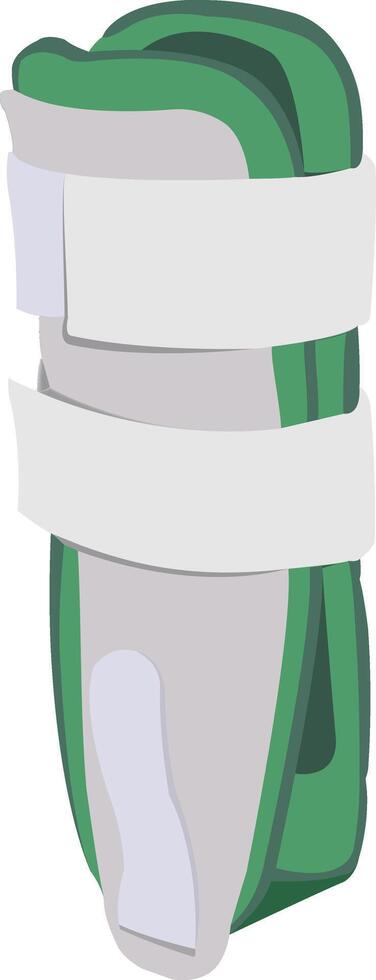 A green and white knee brace with a white band vector