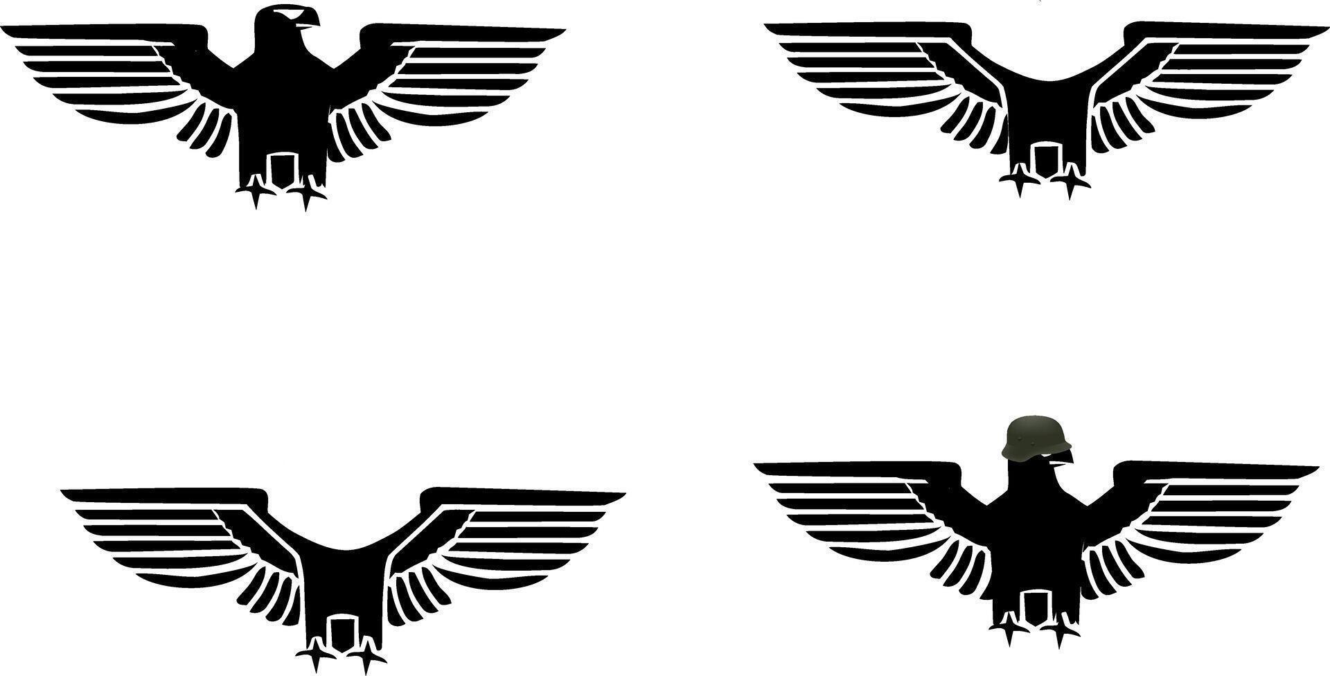 The eagle is shown in four different positions vector