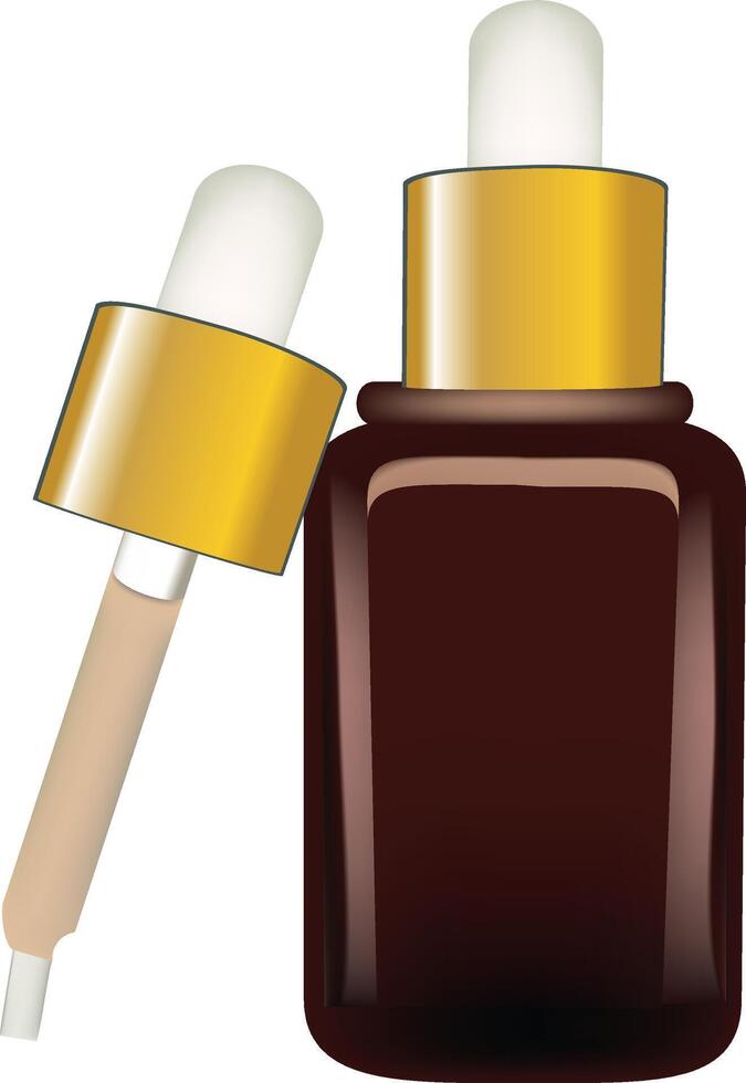 A bottle of oil and a dropper vector
