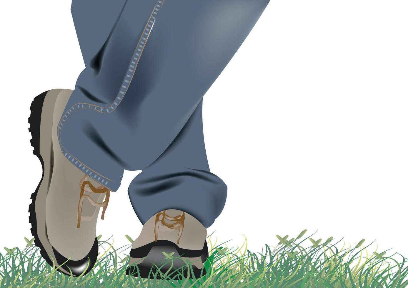 A cartoon man's legs standing in the grass vector