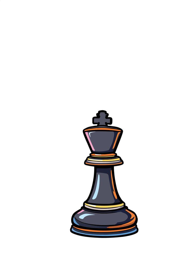 Black king chess piece standing on white background vector