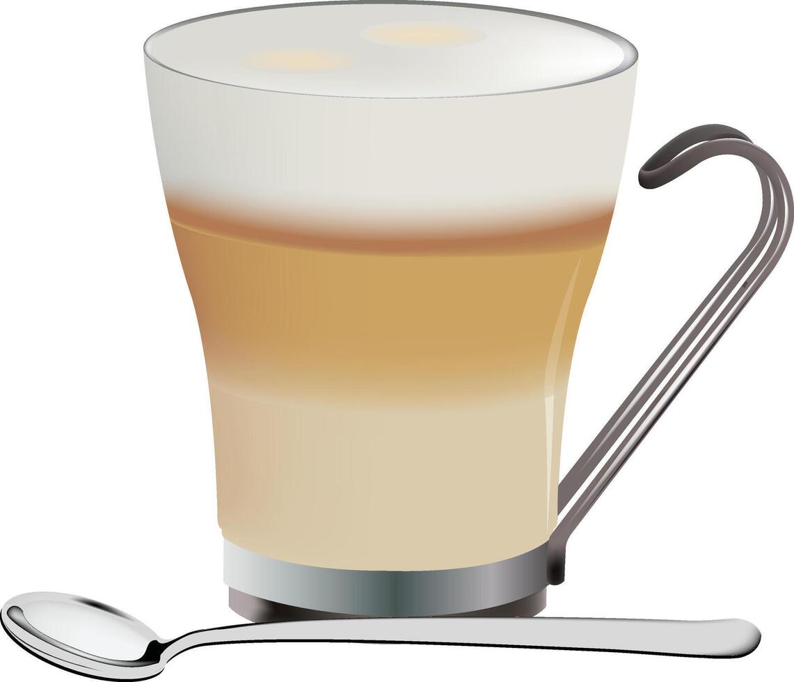 A cup of coffee with a spoon and spoon vector