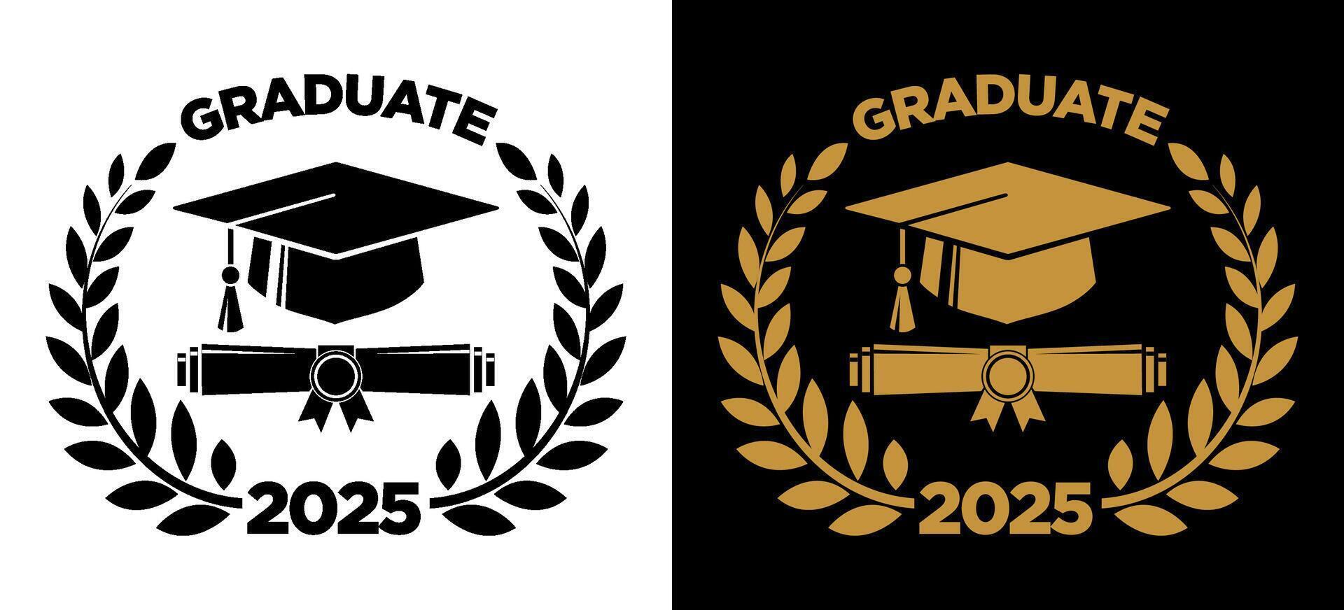 2025 graduate class logo with laurel wreatch vector