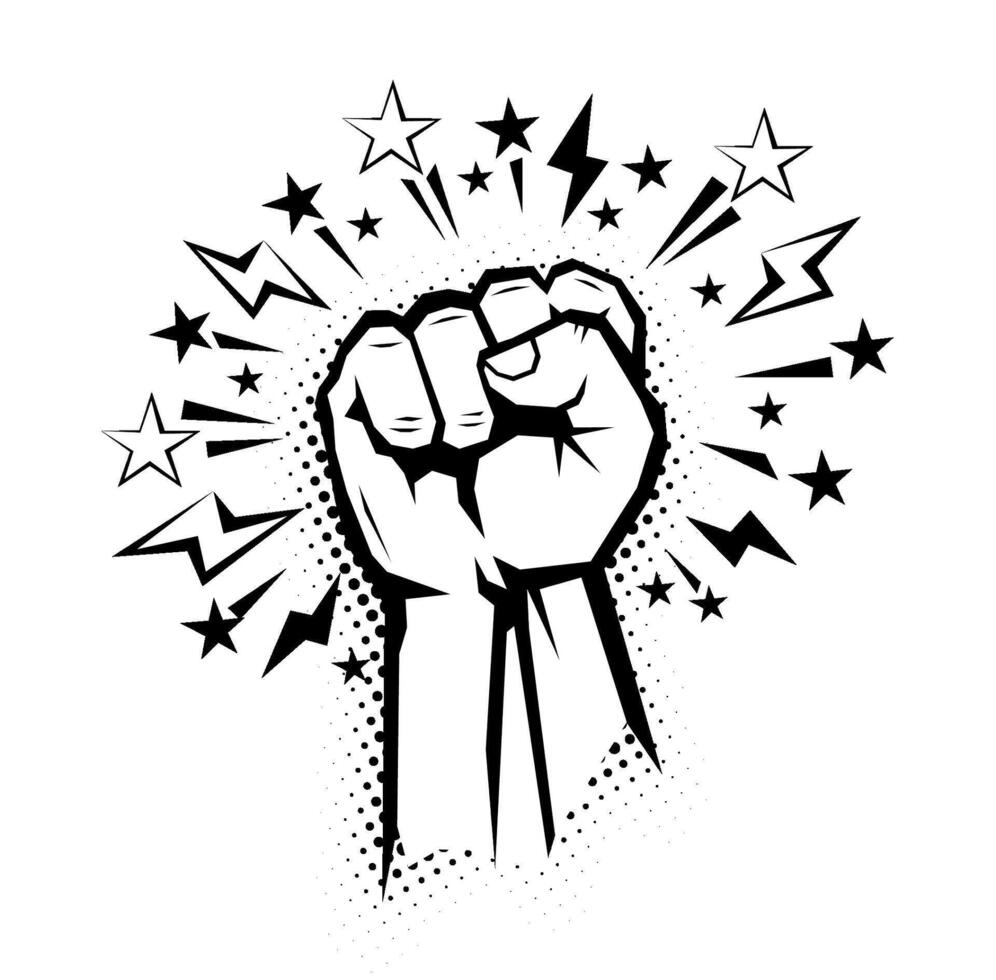 Clenched fist hand raise vector