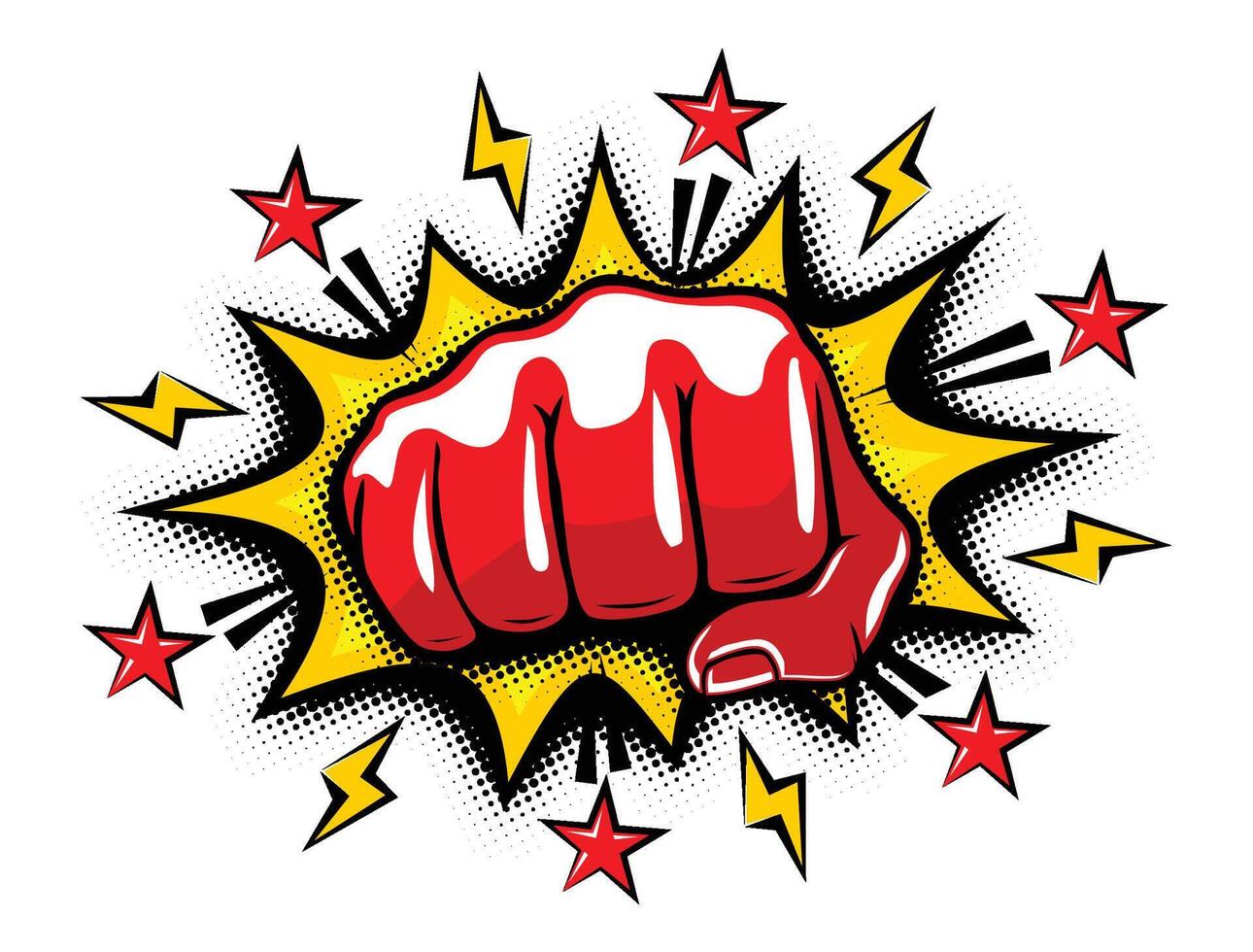 red hit fist in comic style vector