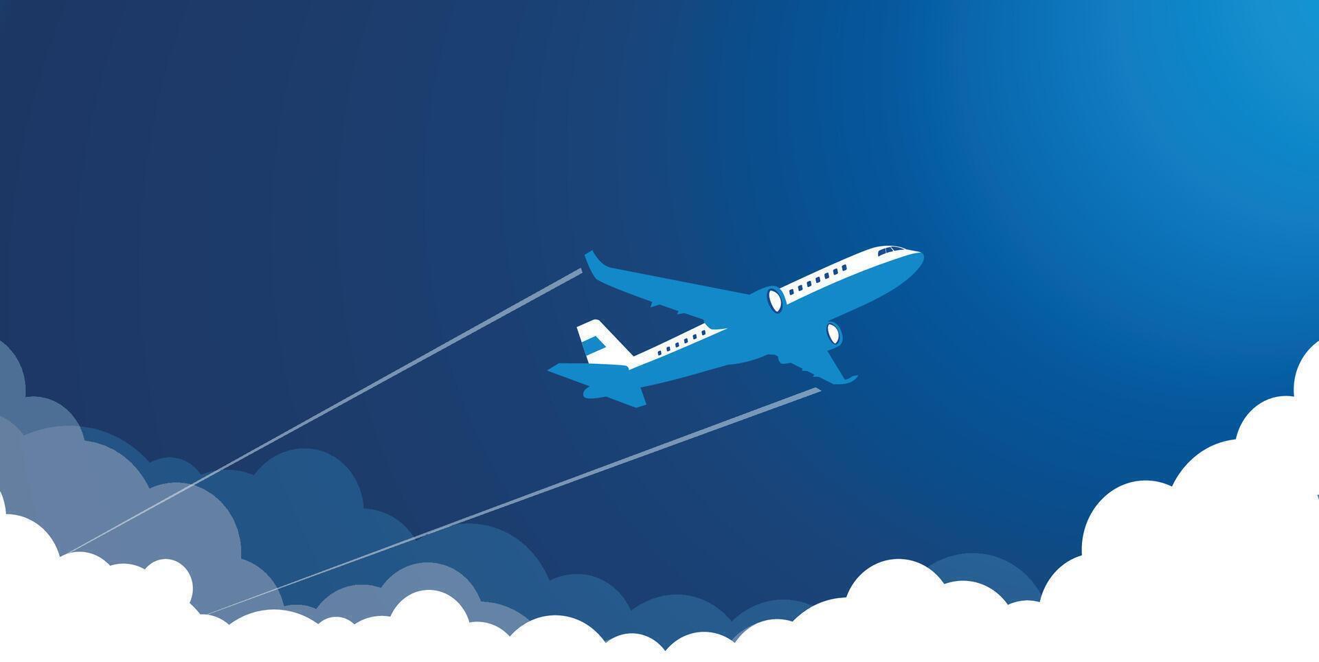 airplane in blue sky with clouds vector