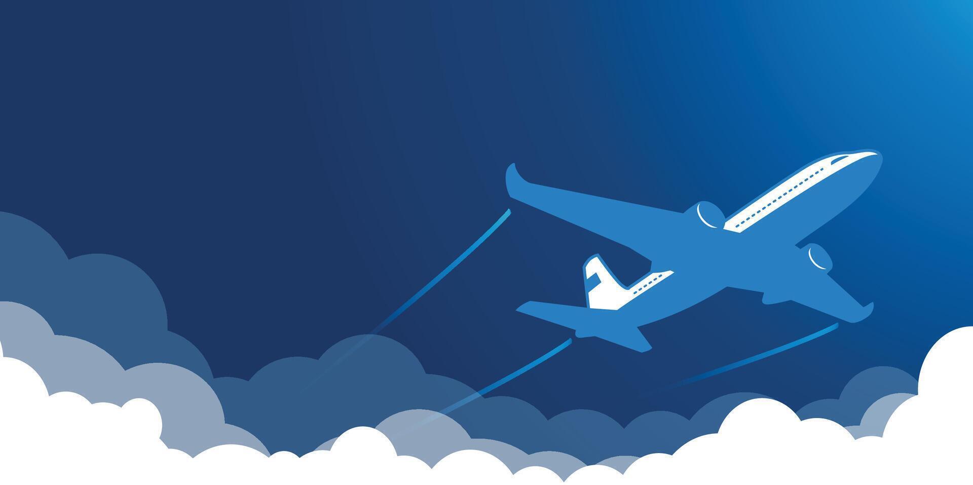 plane in blue cloudy sky vector