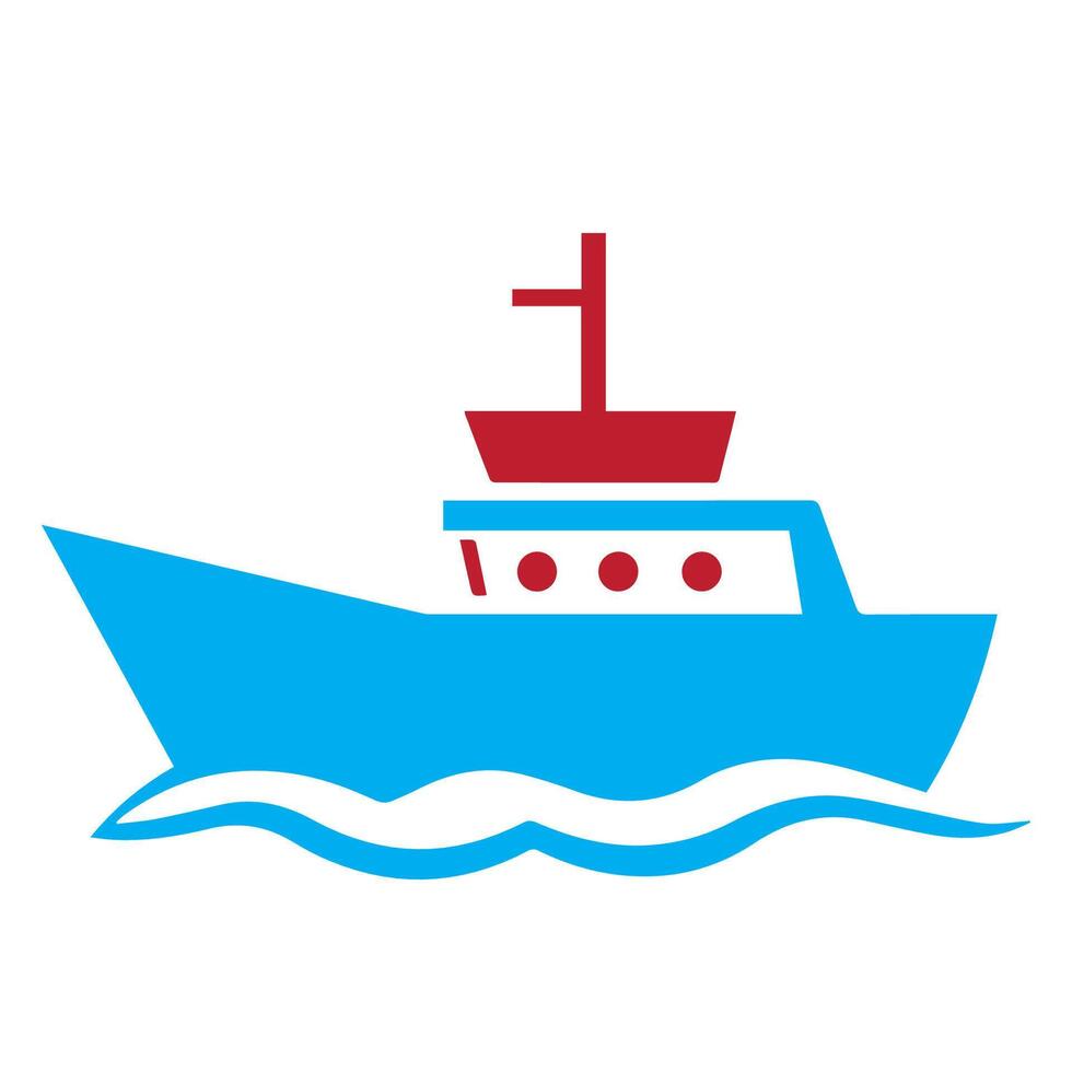 a blue boat with a cross on top vector