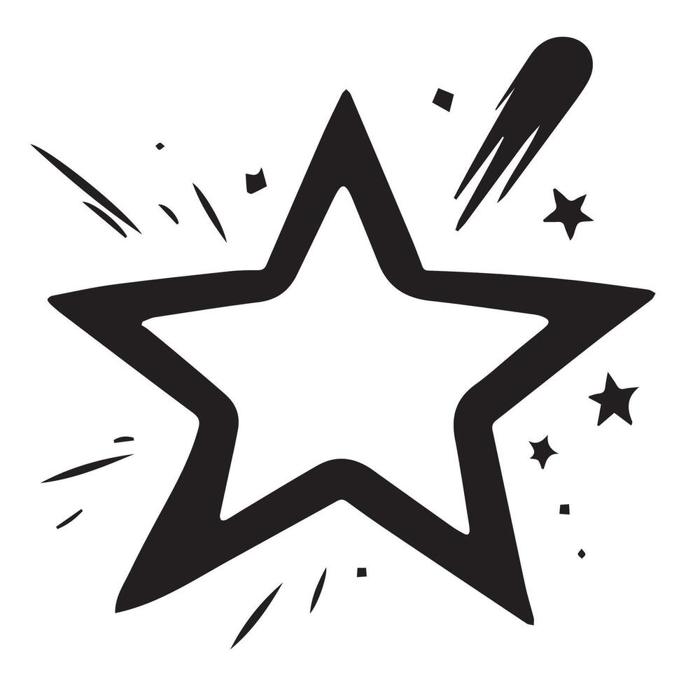 a black and white drawing of a star with a burst of stars vector