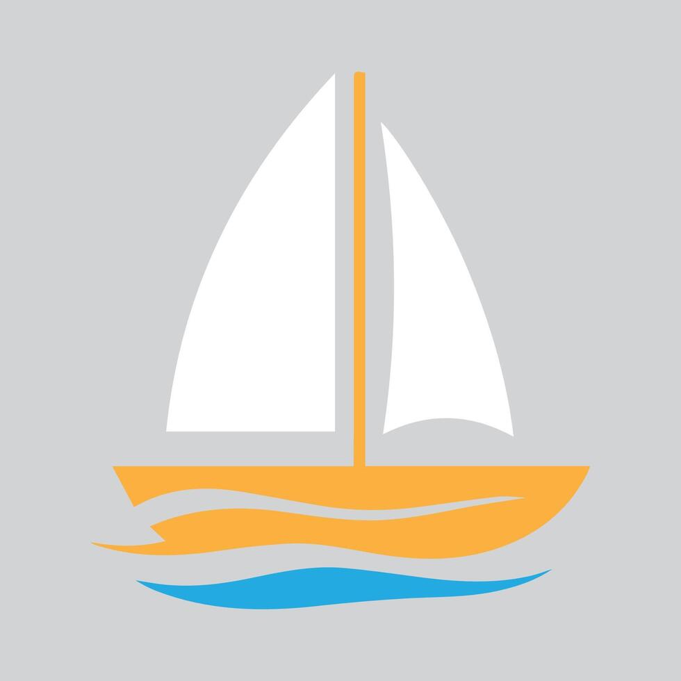a sailboat on the water with a yellow and blue outline vector