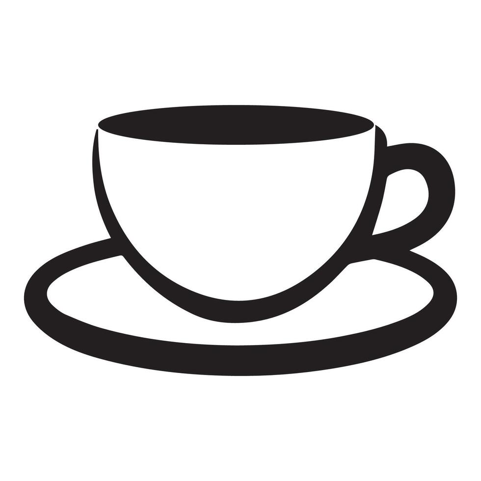 a black and white cup and saucer icon on a white background vector