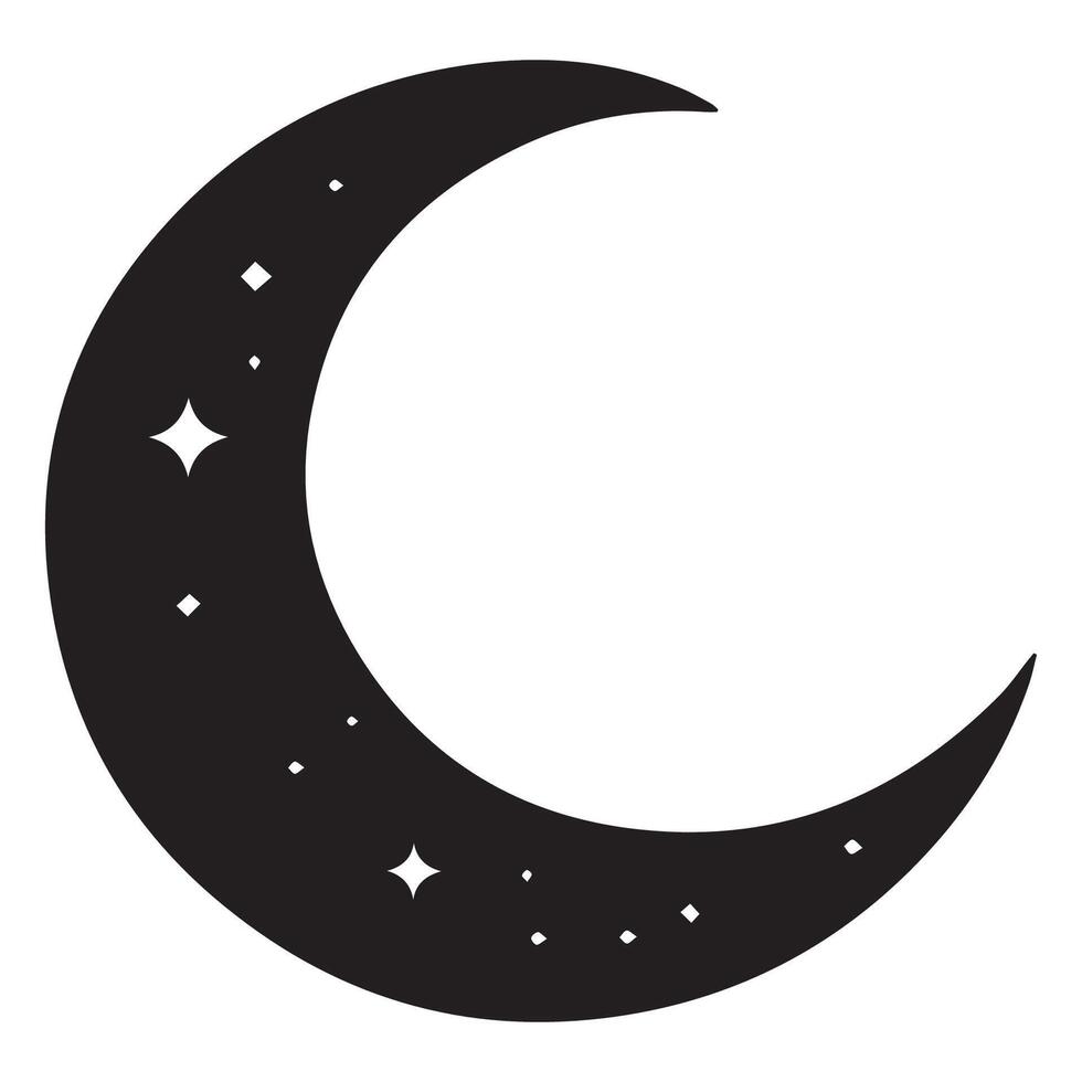 a black and white crescent with stars on it vector