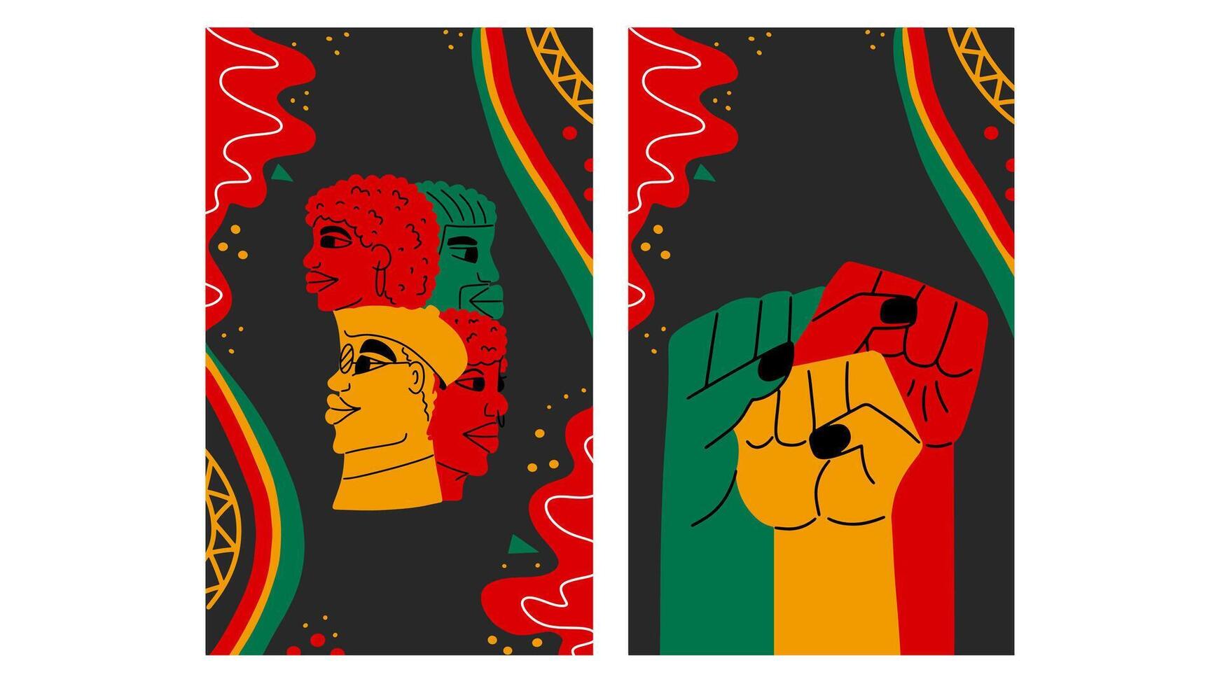 Black History month design poster with black people and hands vector