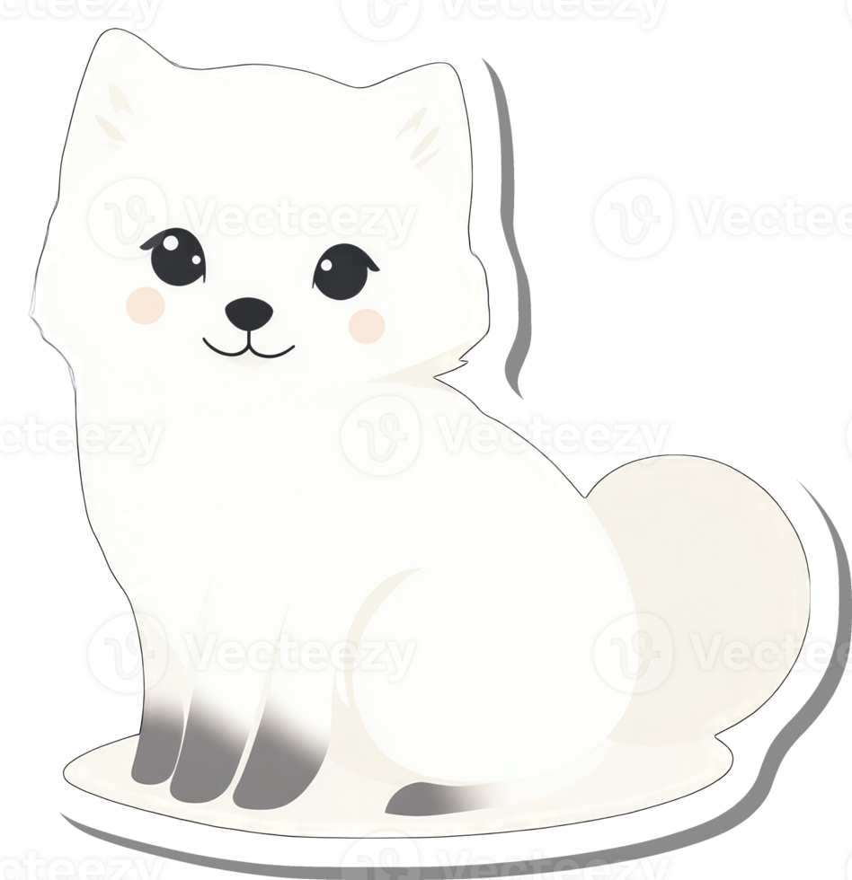 Adorable Arctic Fox Sticker Design Illustration png