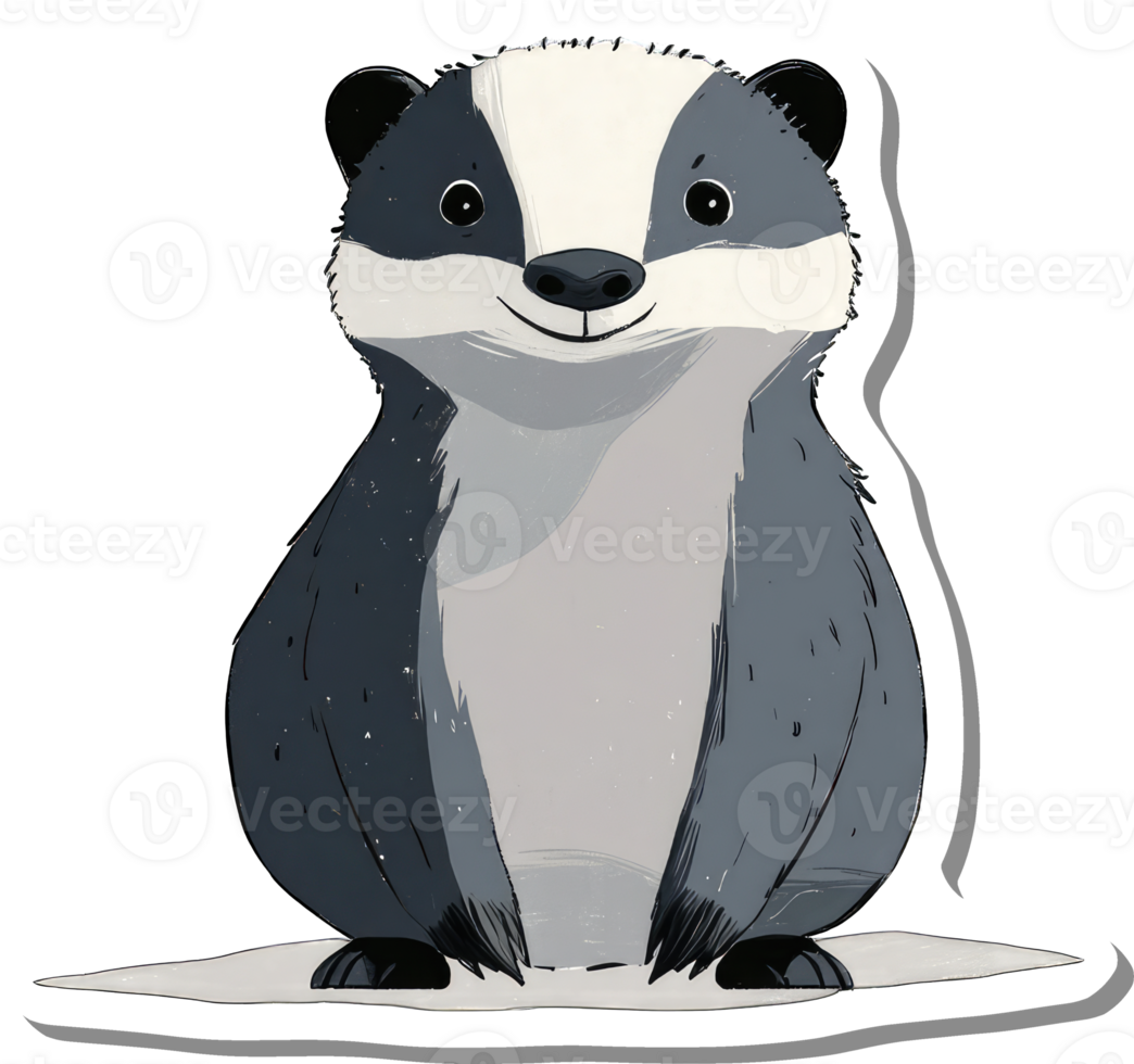 Adorable Cartoon Badger Sitting Happily png