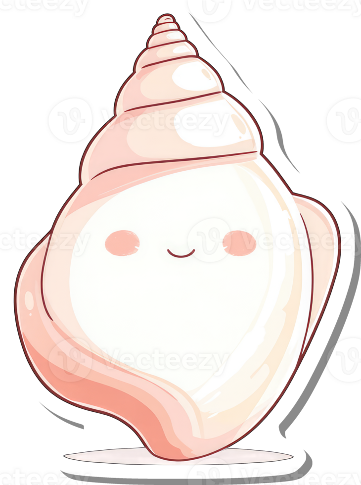 Adorable Cartoon Seashell Smiling Happily png