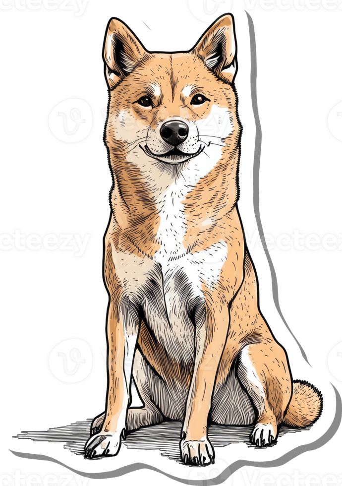 A Happy Shiba Inu Dog Sitting Calmly png