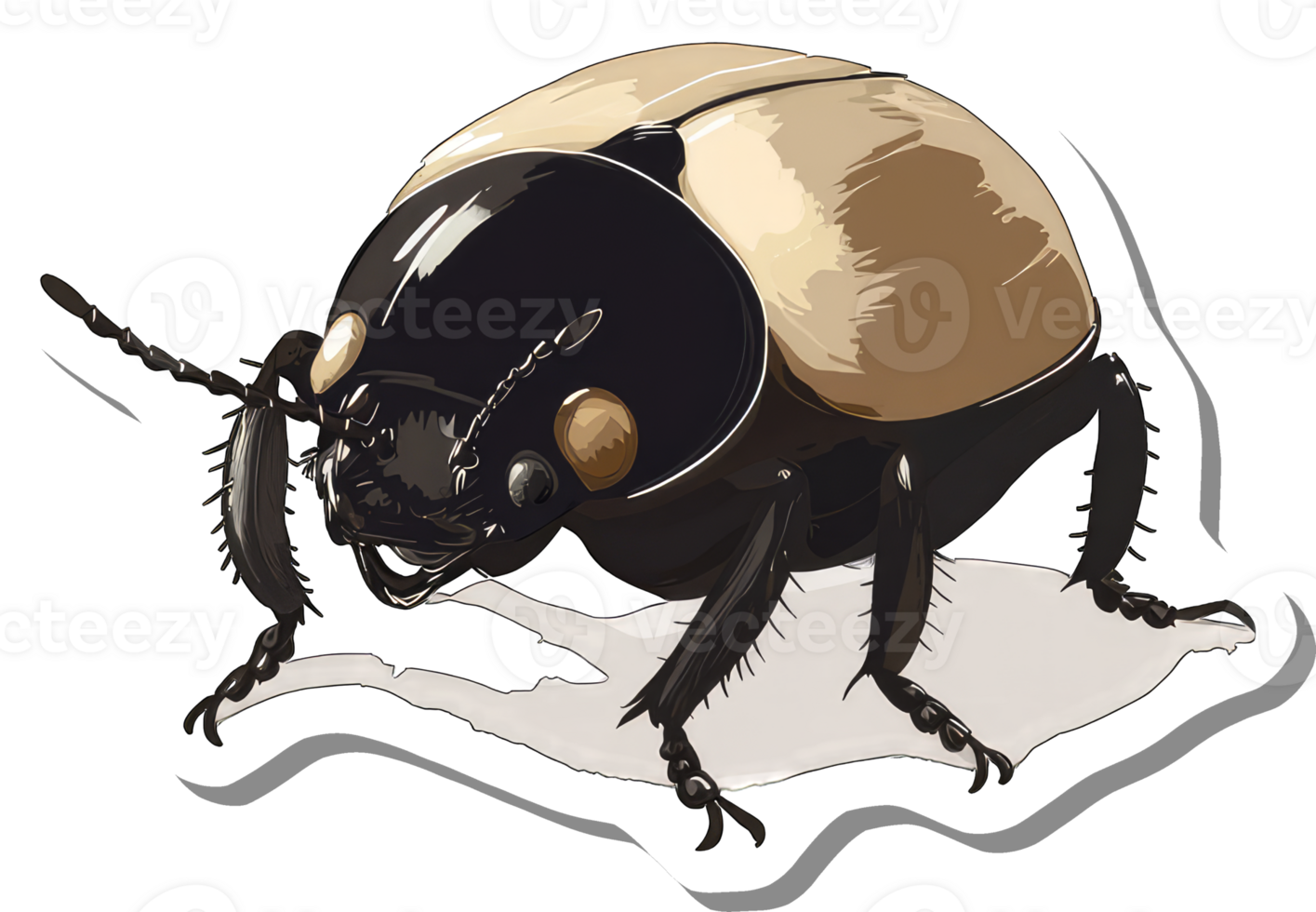 A Detailed Illustration Of A Tan And Black Beetle png